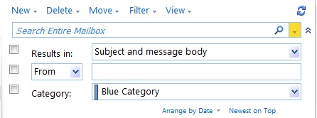 refine search in outlook web app